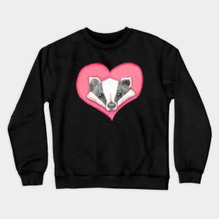 Badger Animal Wild Creature Beast Mammal Forest Creature Heart Love Cute Funny Crewneck Sweatshirt